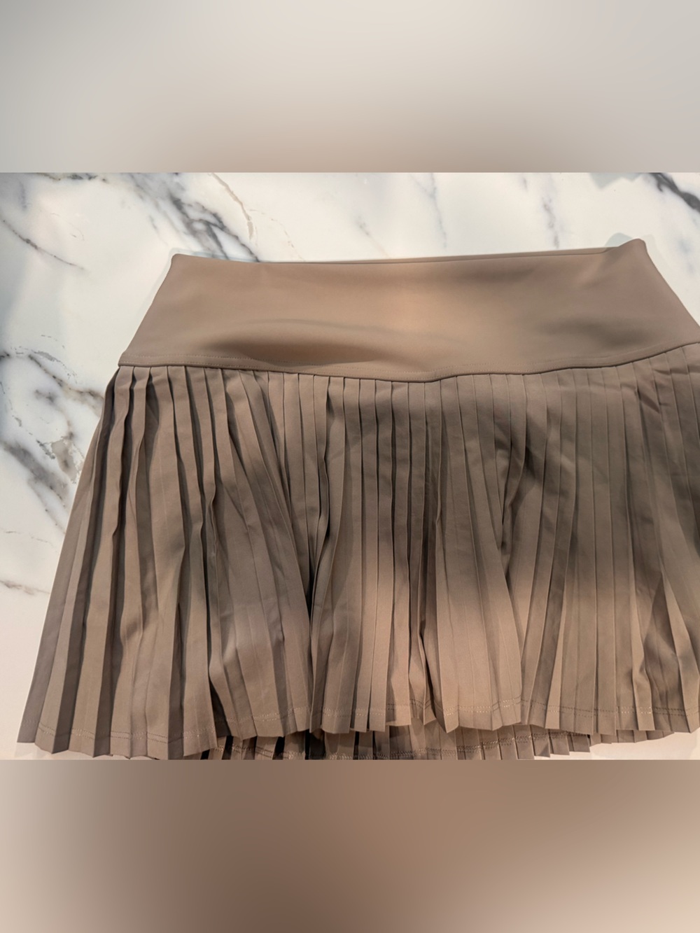 Pleated Mini tennis Skirt in Taupe Beige